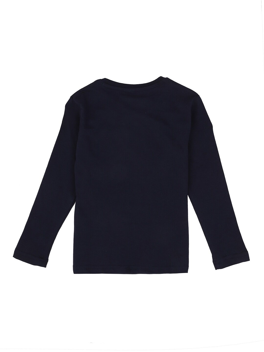 

PROTEENS Girls Navy Blue & Pink Cotton Typography Print T-shirt