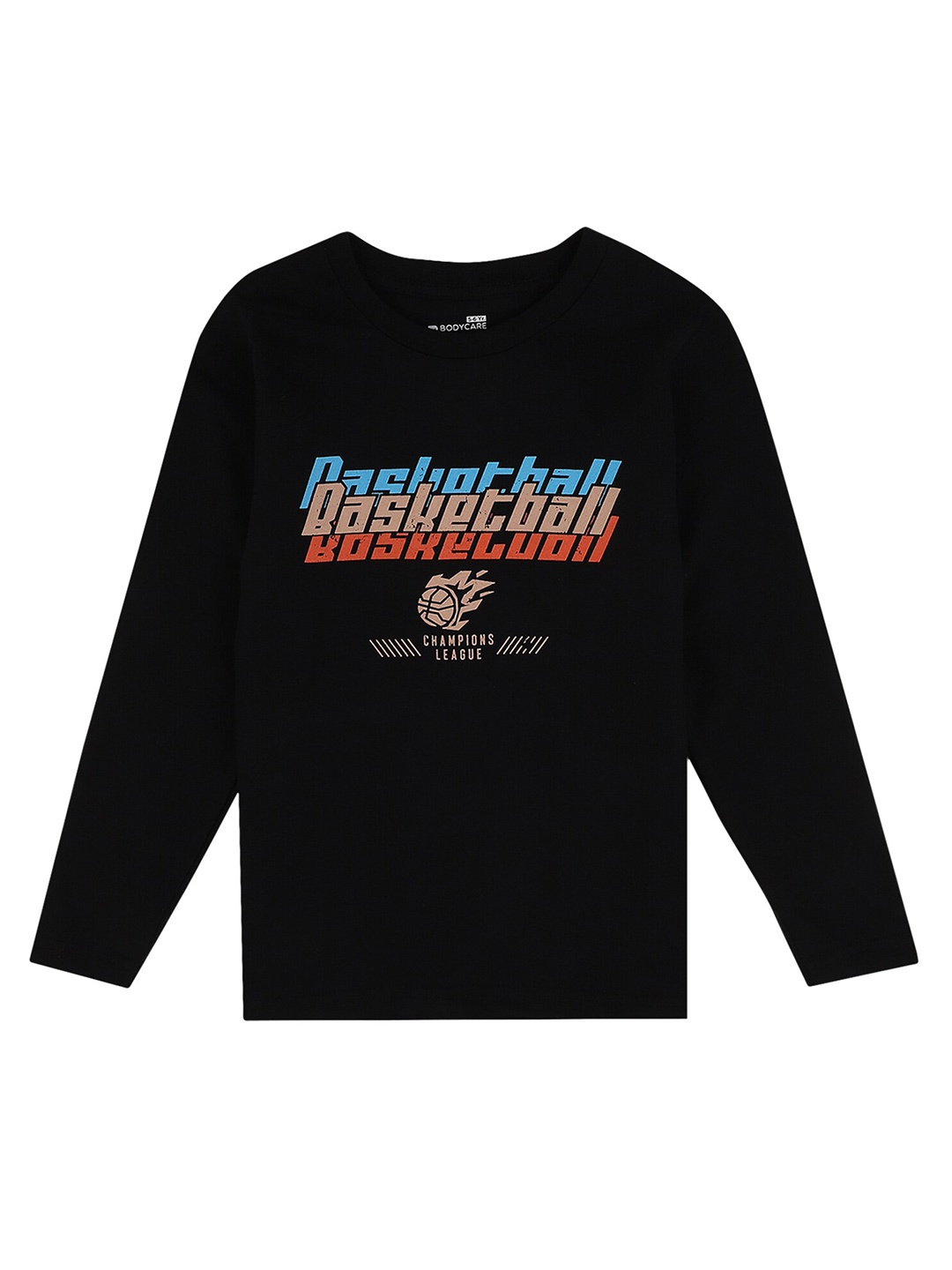

PROTEENS Boys Black & Blue Cotton Typography Print T-shirt