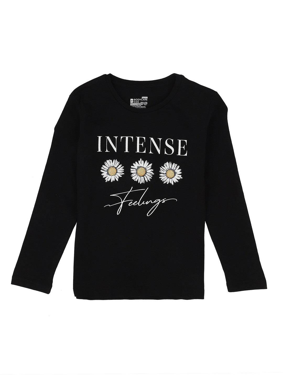 

PROTEENS Girls Black & White Cotton Floral Typography Print T-shirt
