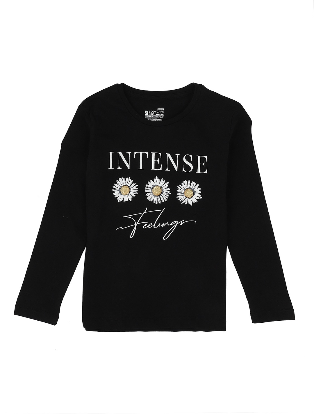 

PROTEENS Girls Black & White Cotton Floral Typography Print T-shirt