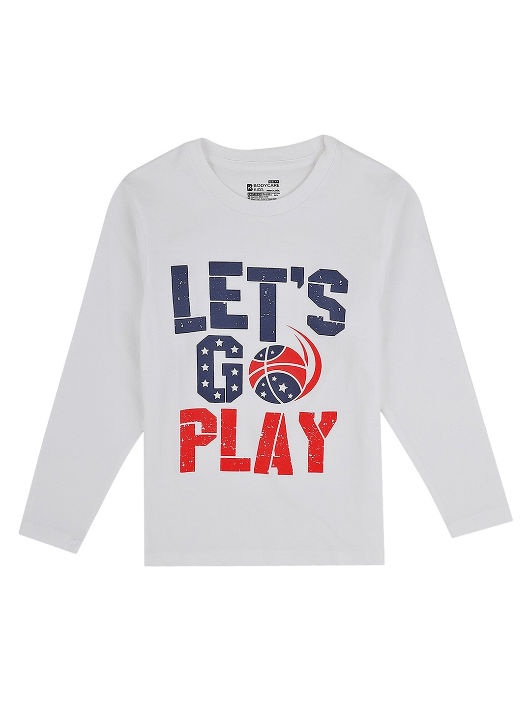 

PROTEENS Boys Off-White & Navy Blue Cotton Typography Print T-shirt