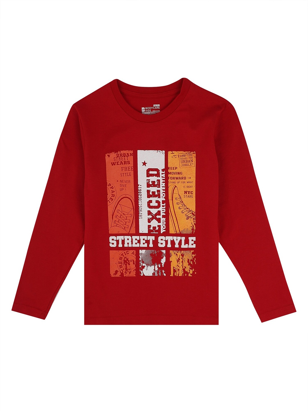 

PROTEENS Boys Red & White Cotton Typography Print T-shirt