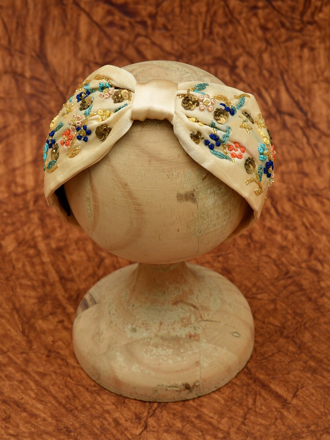

FUNKRAFTS Girls Beige & Turquoise Blue Embellished Knotted Hairband
