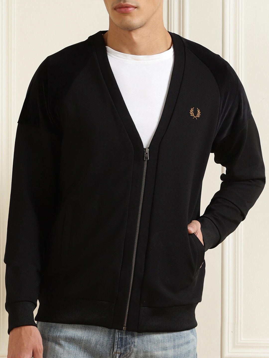 

Fred Perry Men Black Solid Casual Cardigan