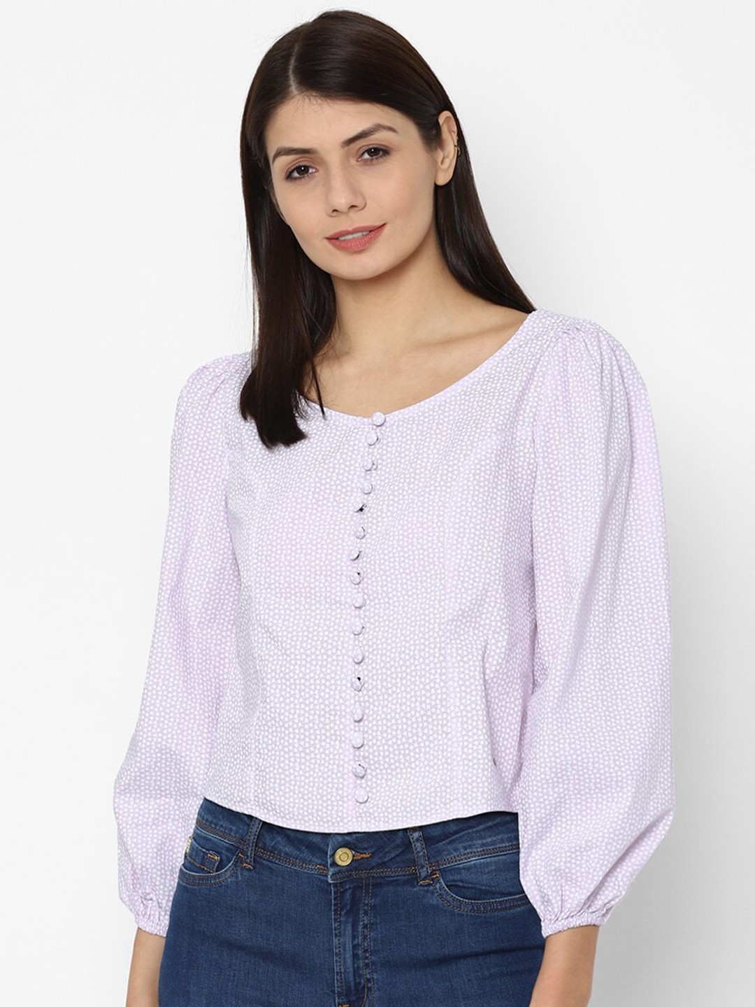 

Allen Solly Woman Purple Floral Printed Crop Top