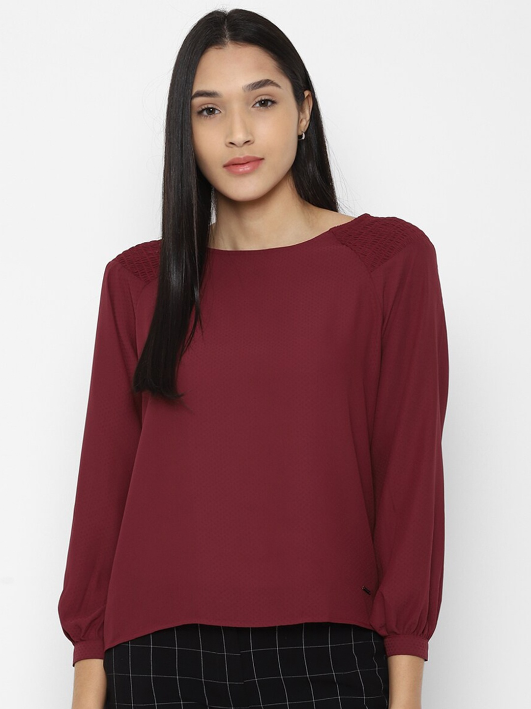 

Allen Solly Woman Maroon Solid Top