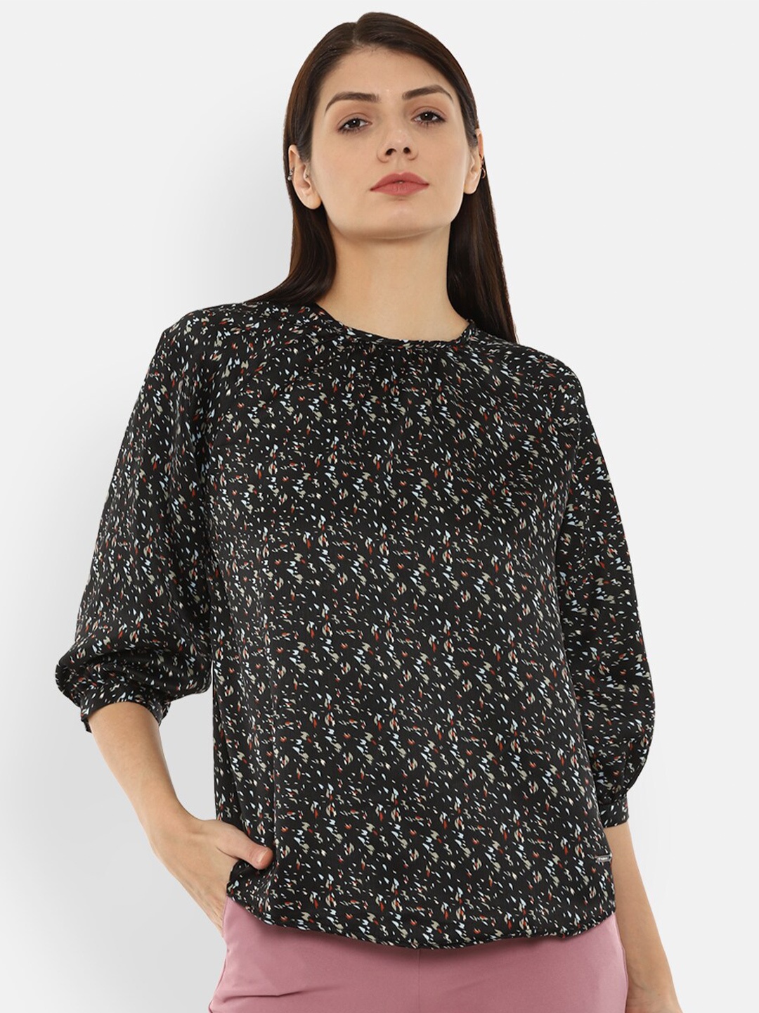 

Van Heusen Woman Black Print Top