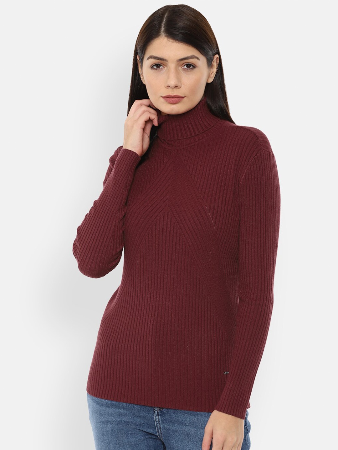 

Van Heusen Woman Maroon Ribbed Top