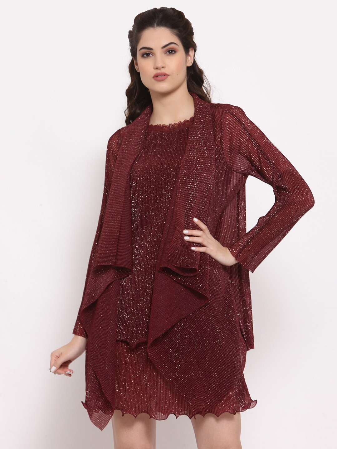 

LELA Women Maroon Shrug