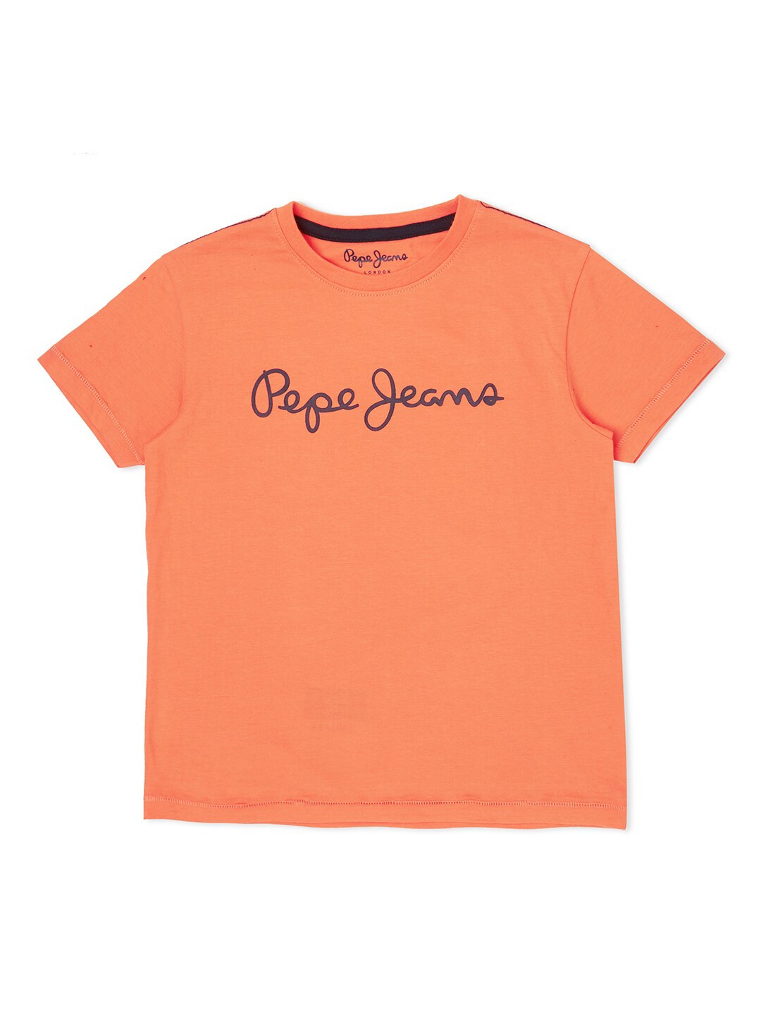 

Pepe Jeans Boys Orange Typography Printed Cotton T-shirt
