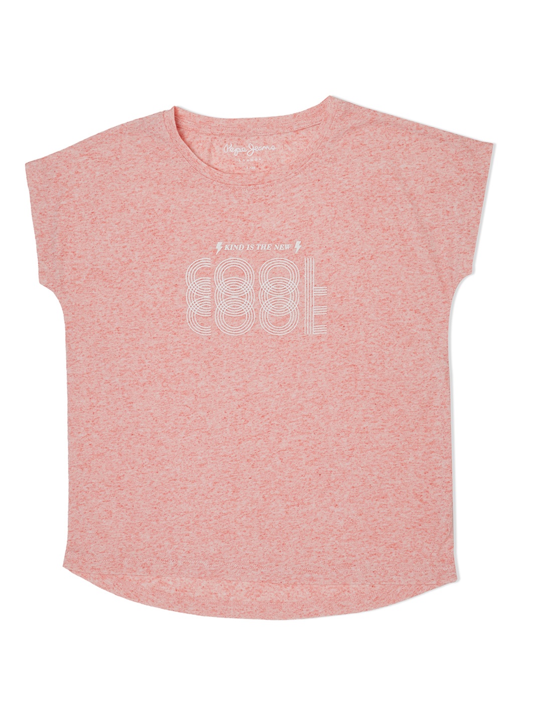 Pepe Jeans Girls Pink & White Typography Printed Extended Sleeves T-shirt