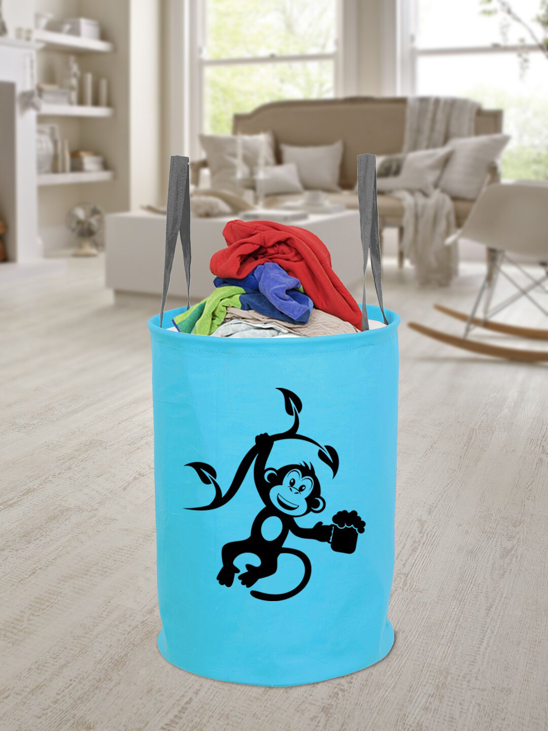 

prettykrafts Blue & Black Printed Multiutility Laundry Baskets