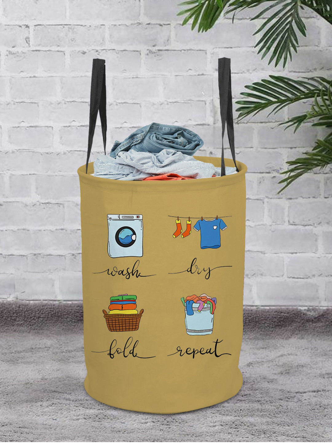 

prettykrafts Brown Printed Laundry Basket - 45 L