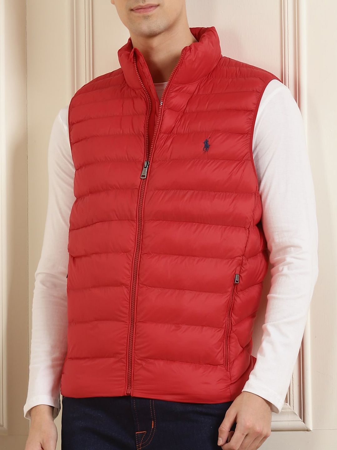 

Polo Ralph Lauren Men Red Colourblocked Windcheater Longline Padded Jacket