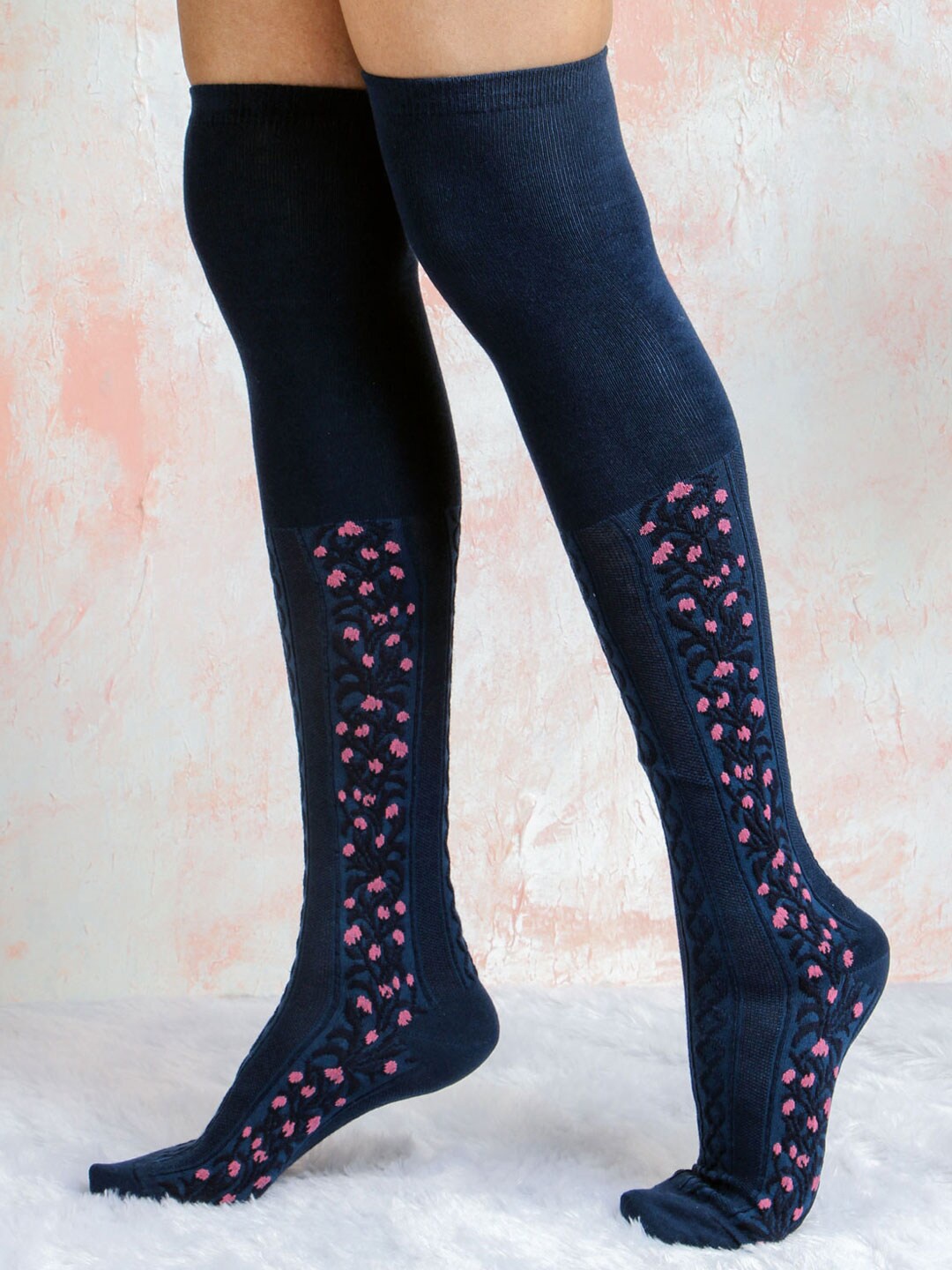 

Bonjour Women Navy Blue Knee Length Socks