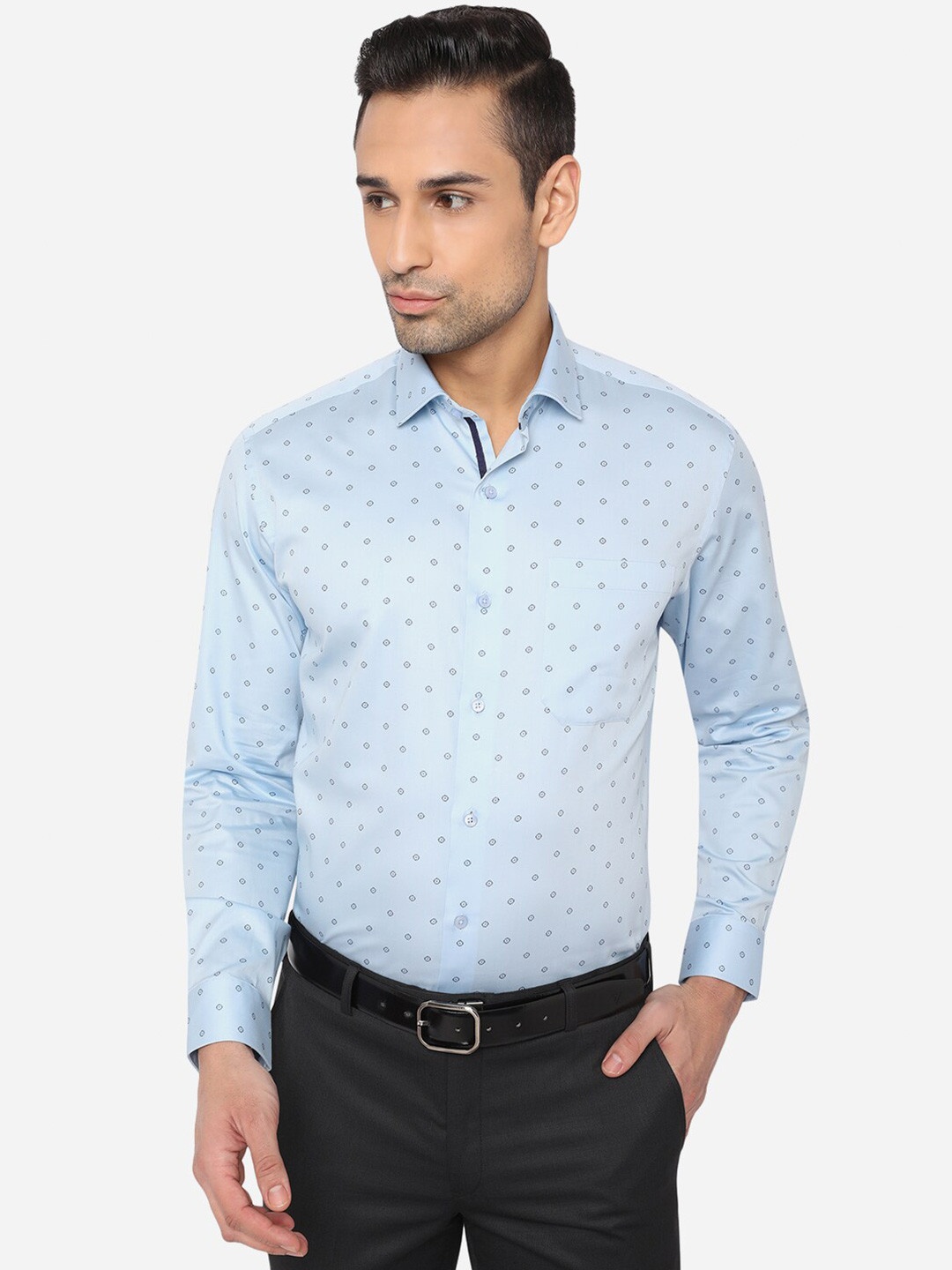

Greenfibre Men Blue Slim Fit Micro Ditsy Formal Shirt