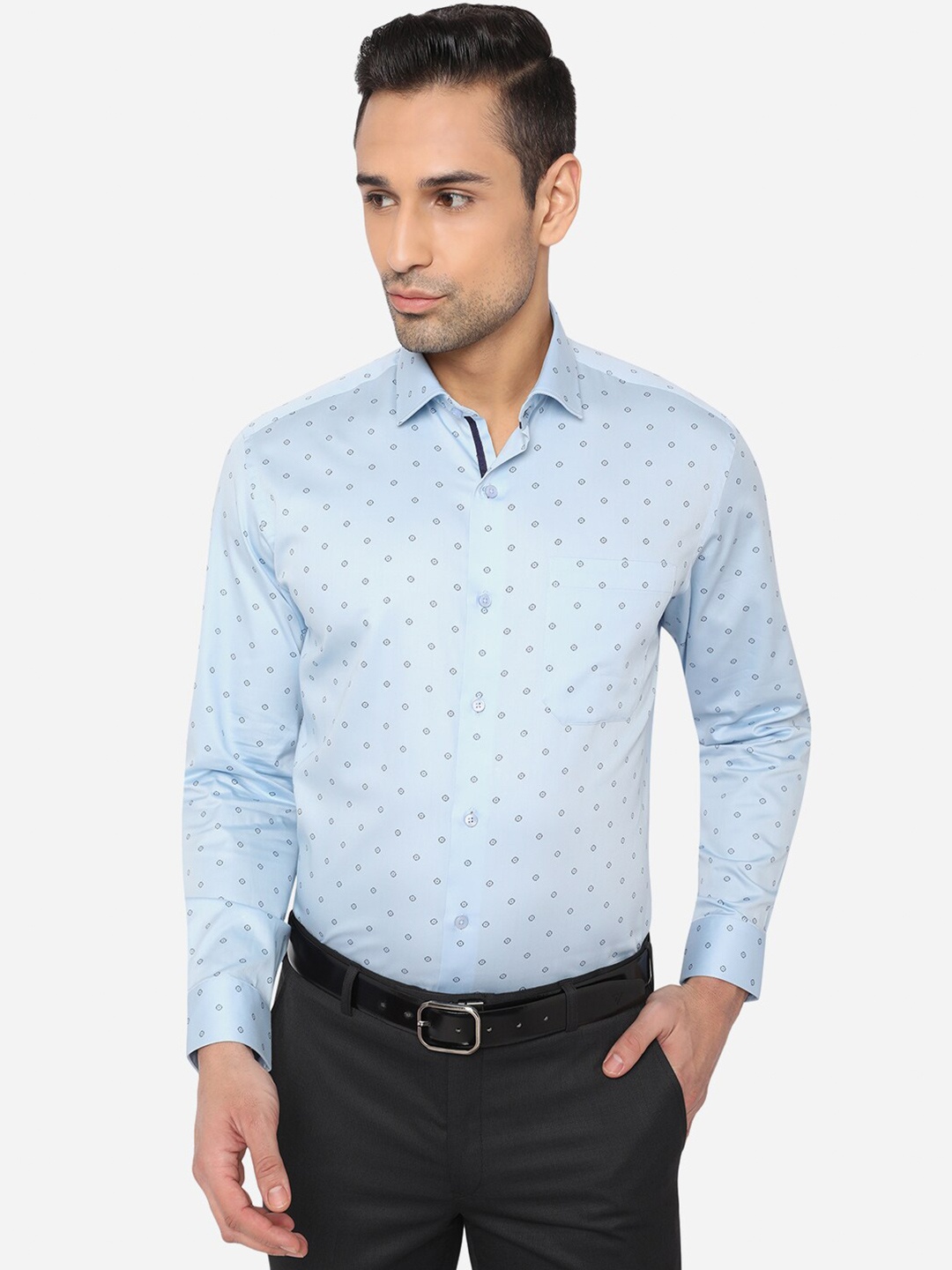 

Greenfibre Men Blue Slim Fit Micro Ditsy Formal Shirt