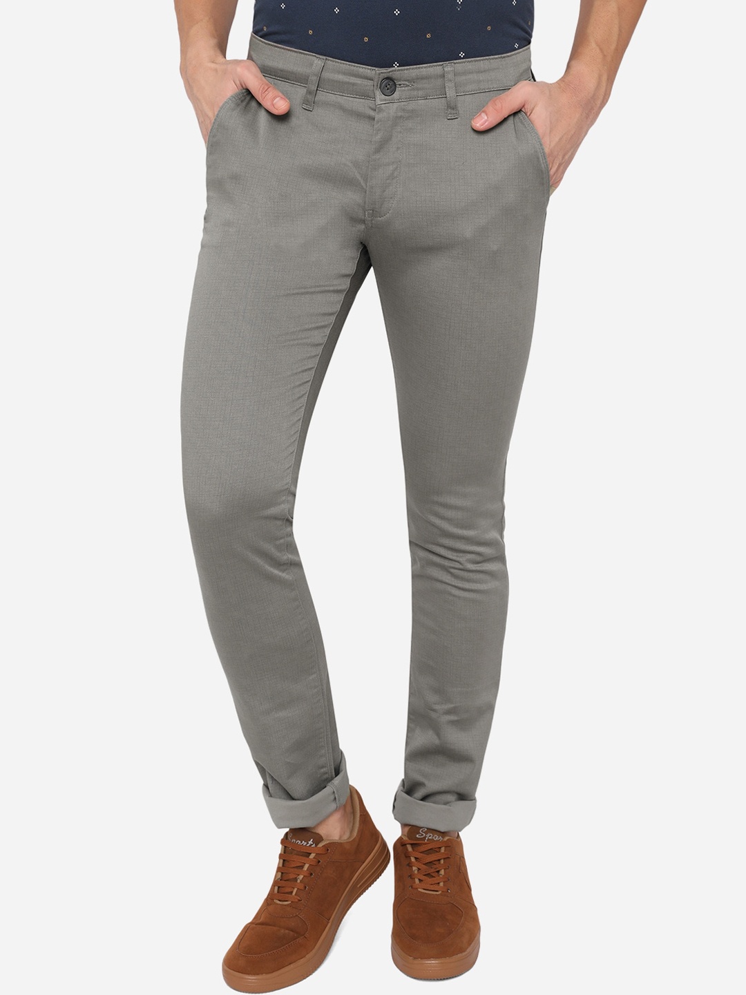 

Greenfibre Men Grey Slim Fit Pure Cotton Trousers