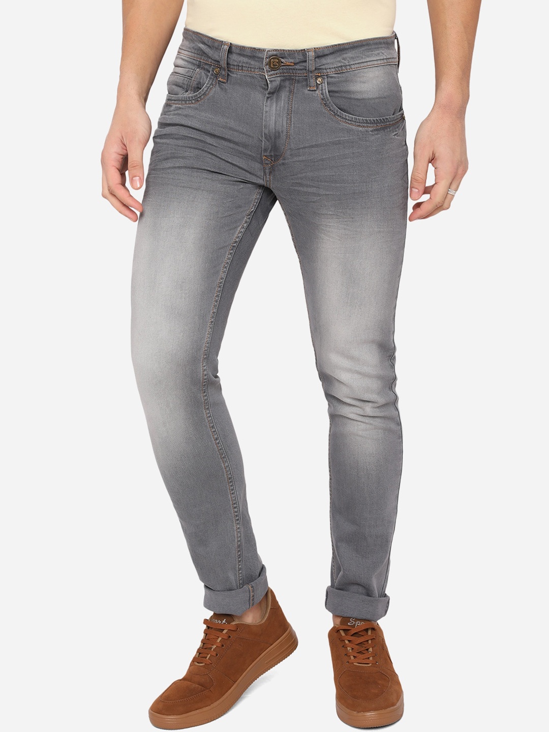 

Greenfibre Men Grey Slim Fit Heavy Fade Stretchable Jeans