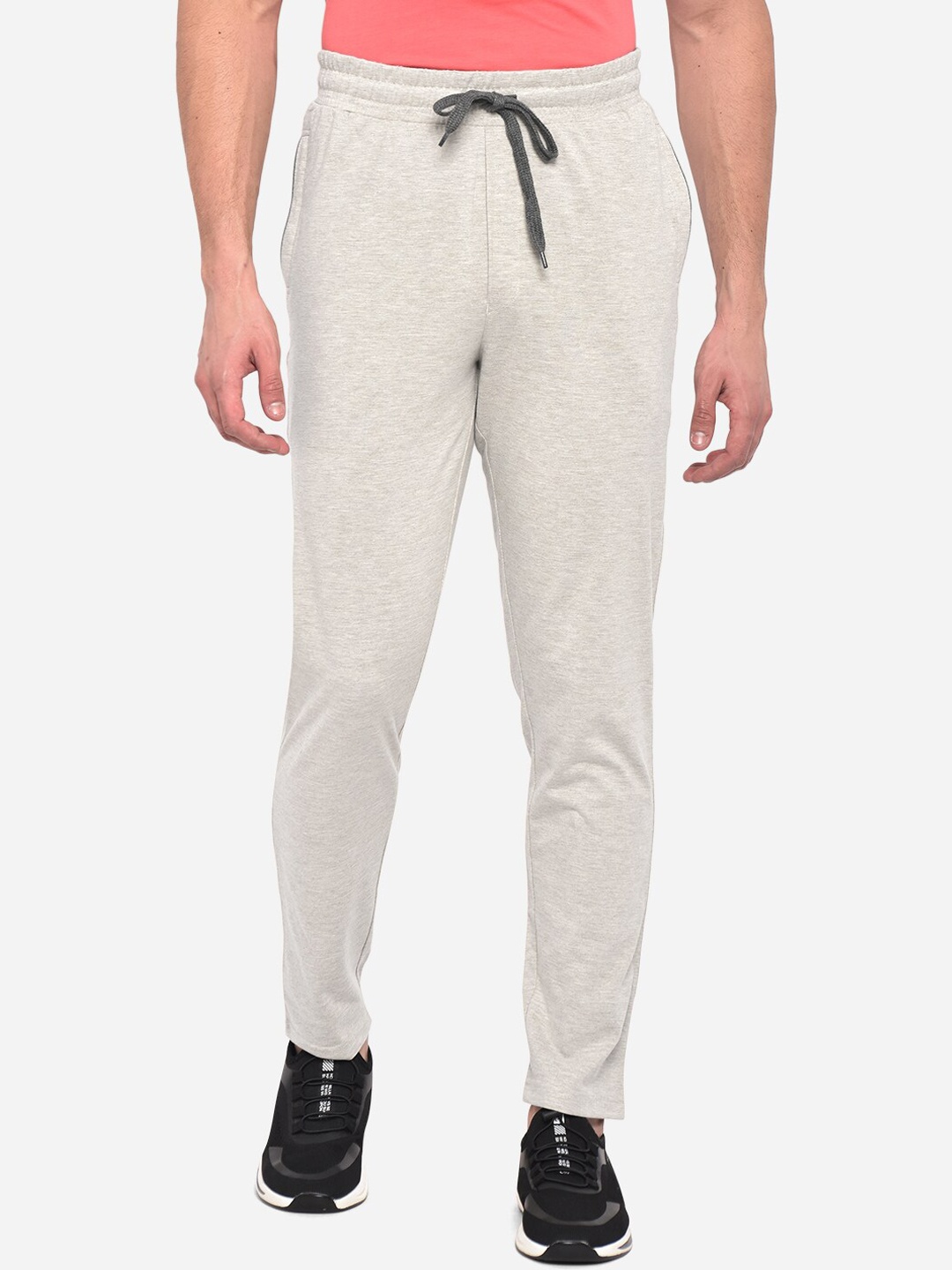 

JADE BLUE Men Grey Solid Pure Cotton Track Pants
