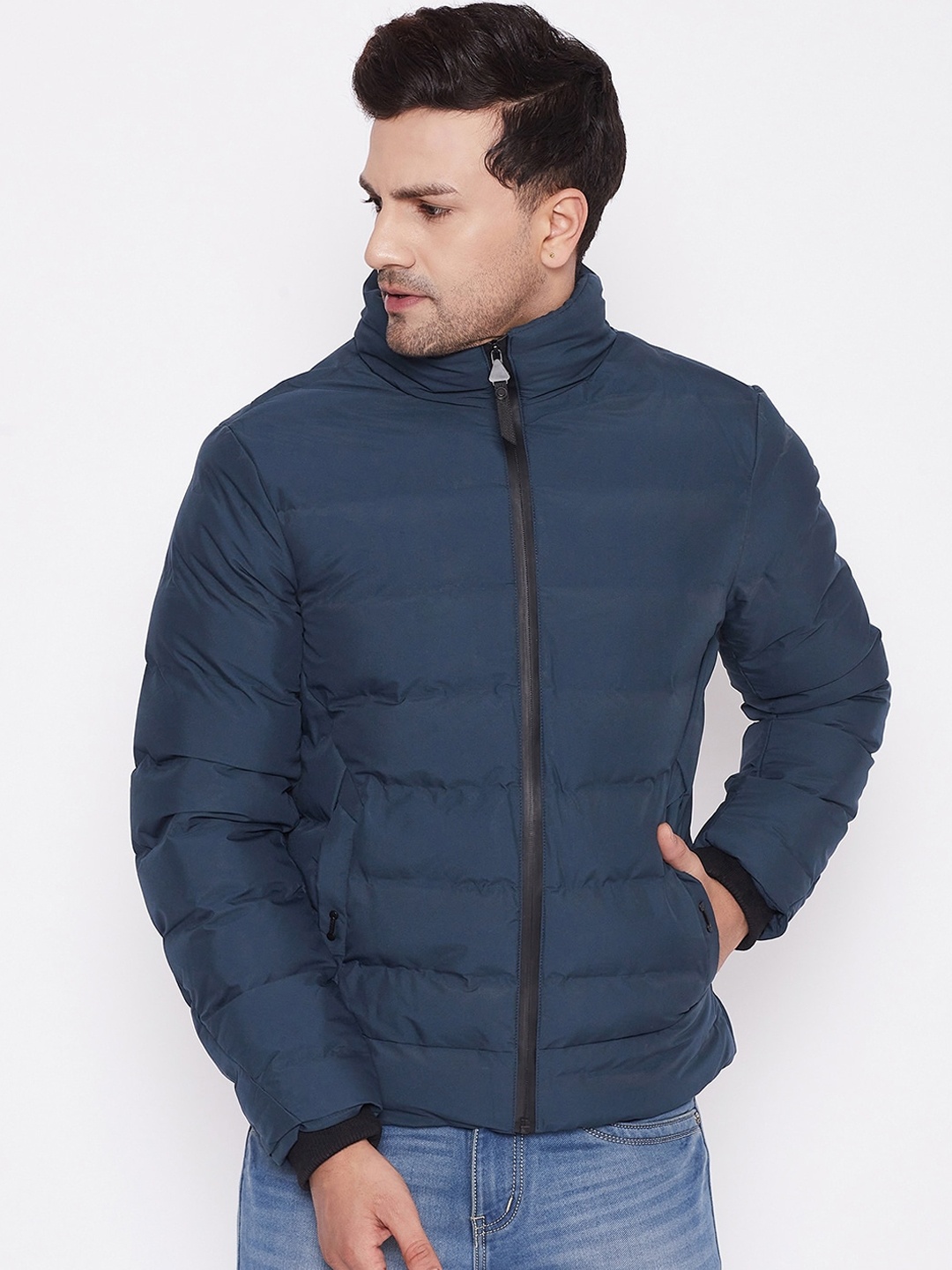

CAMLA Men Navy Blue Solid Lightweight Padded Jacket