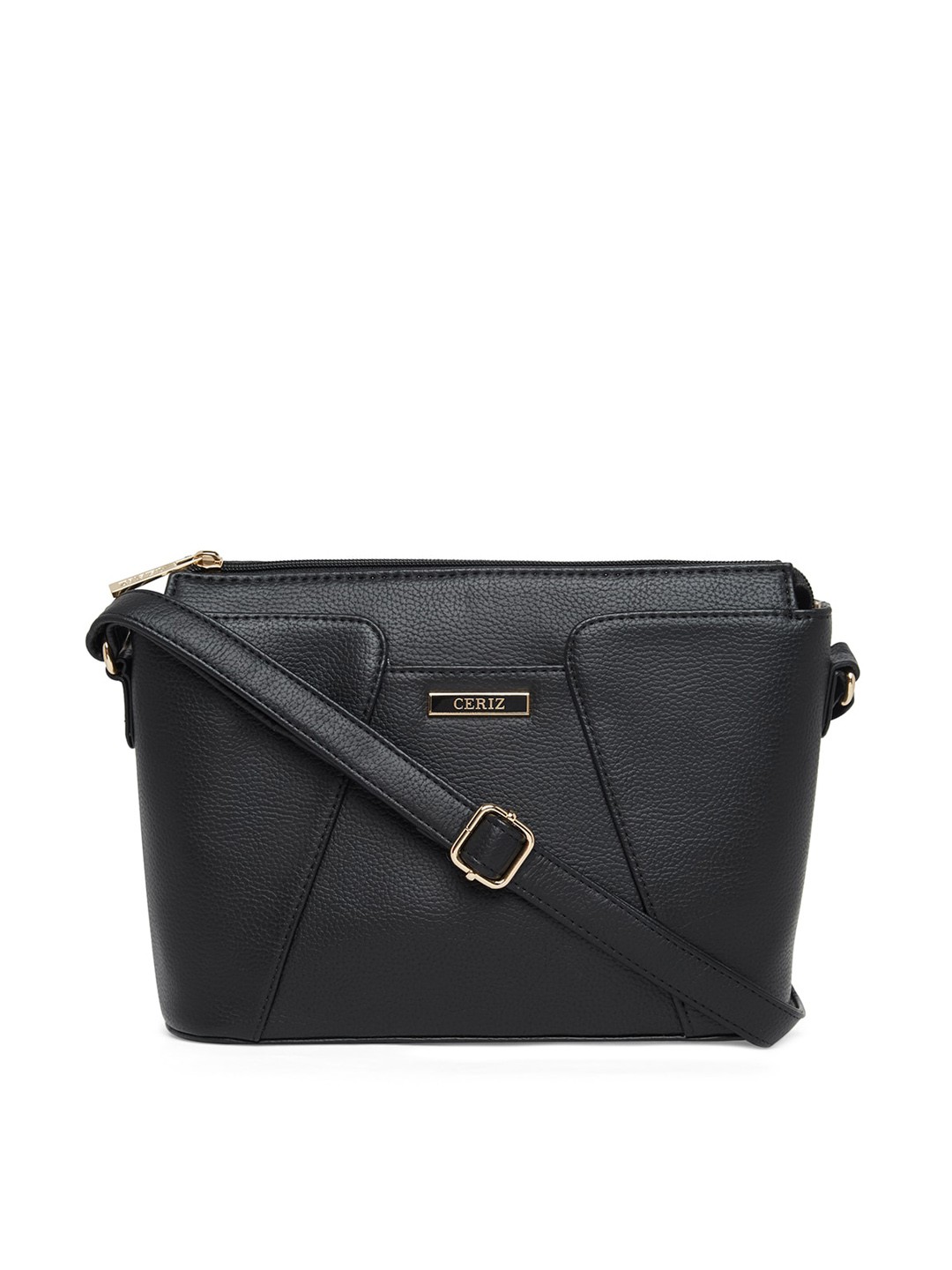 

CERIZ Black PU Structured Sling Bag