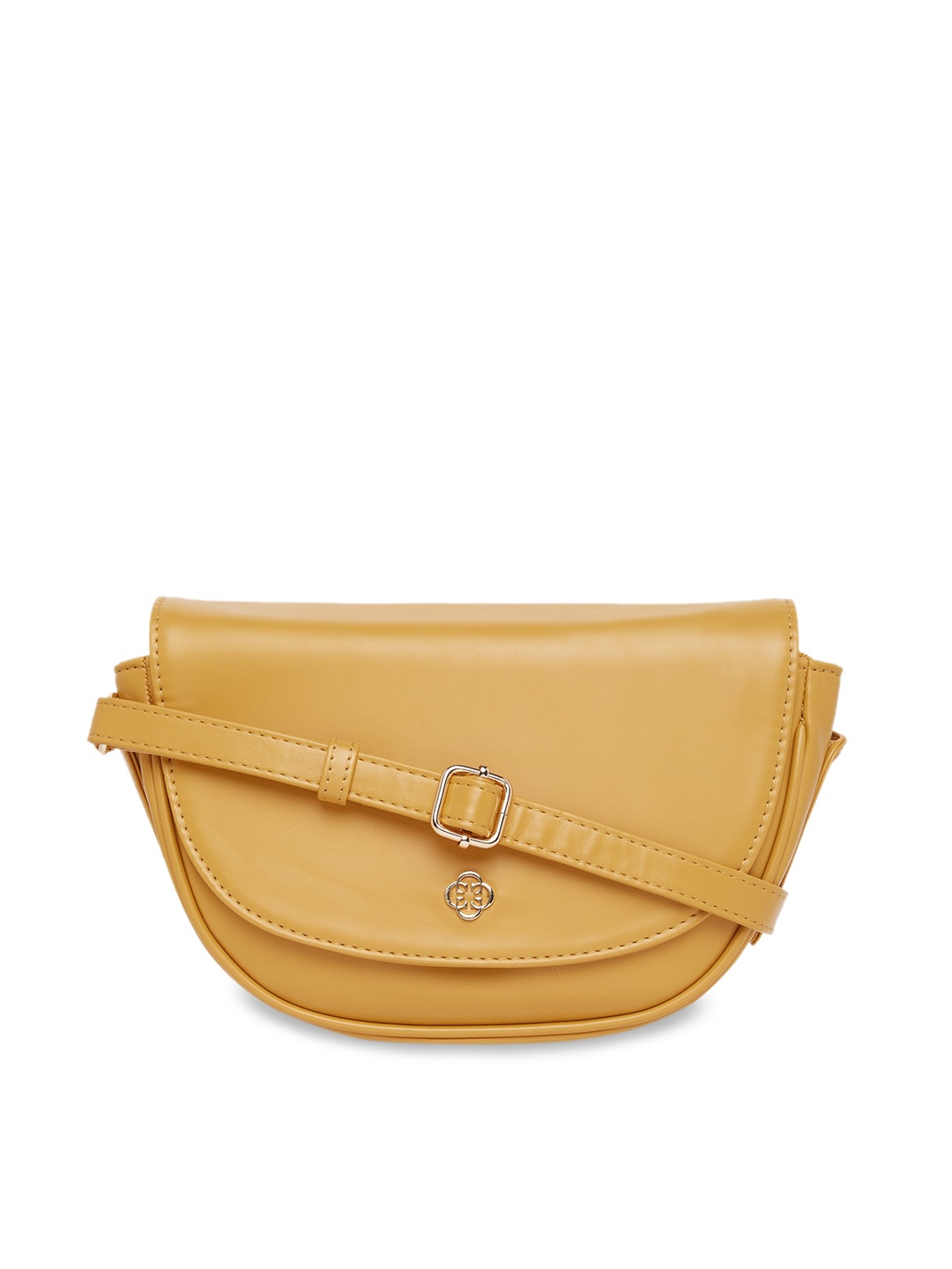 

CERIZ Mustard PU Half Moon Sling Bag