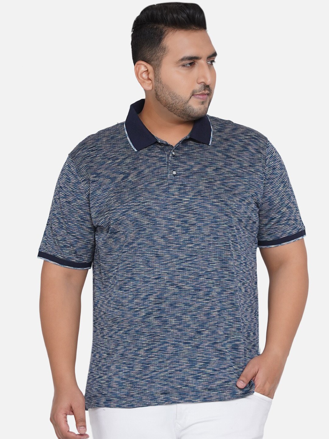 

Santonio Men Navy Blue Polo Collar T-shirt