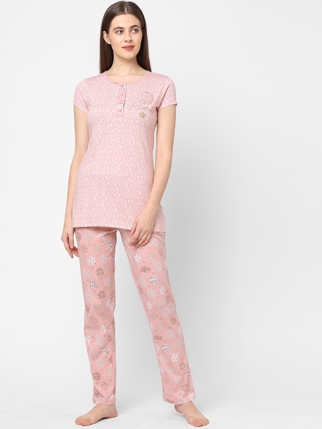

Sweet Dreams Women Pink Printed Night Suit