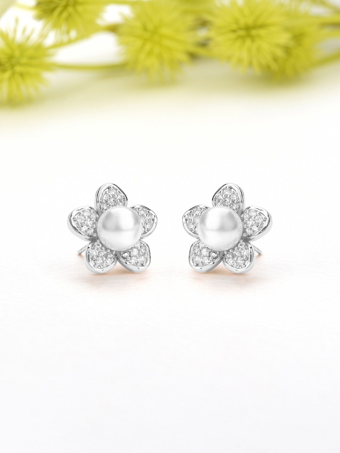 

AMI Silver-Toned Contemporary Studs Earrings