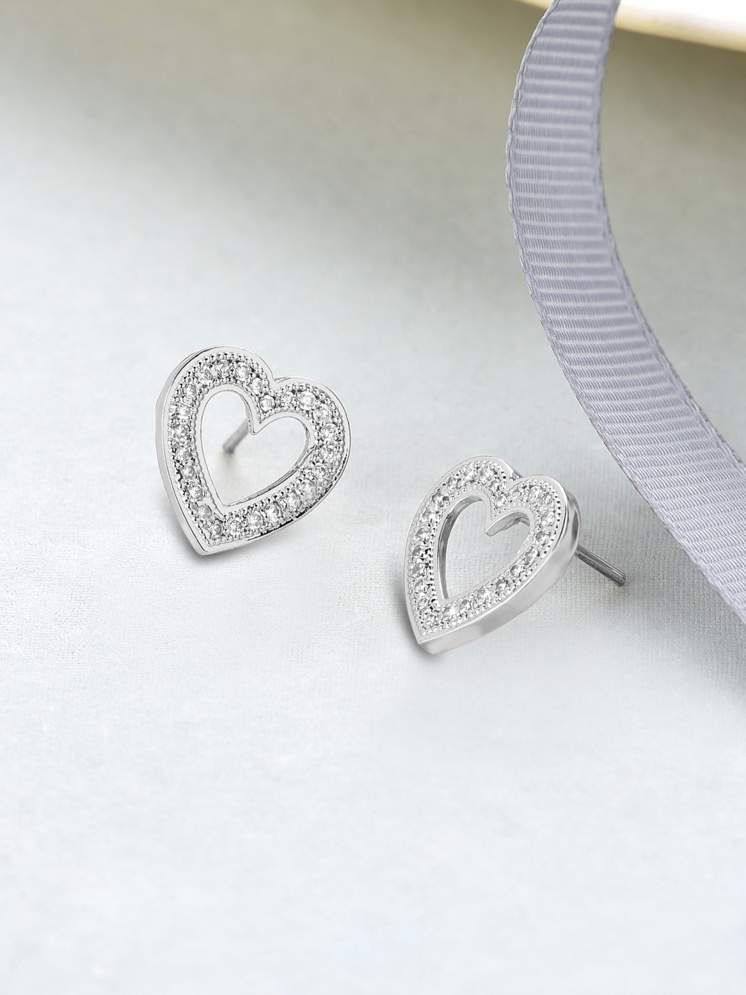 

AMI Silver-Toned Contemporary Studs Earrings