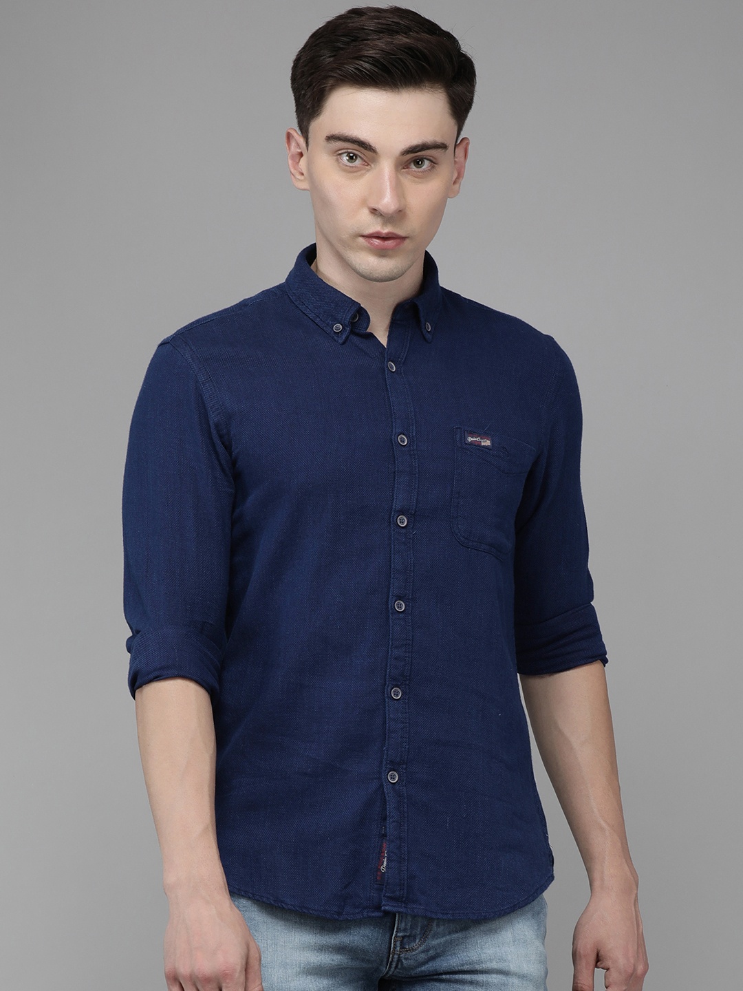 

U S Polo Assn Denim Co Men Blue Solid Casual Shirt