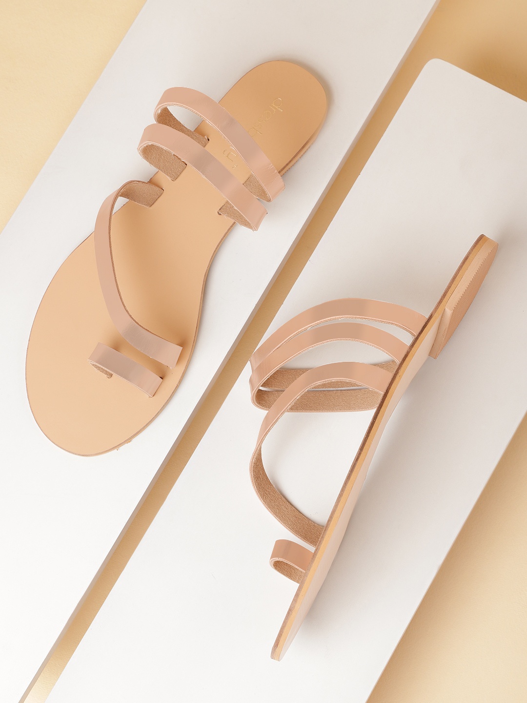 

DressBerry Women Rose Gold-Toned Solid Open-Toed Flats