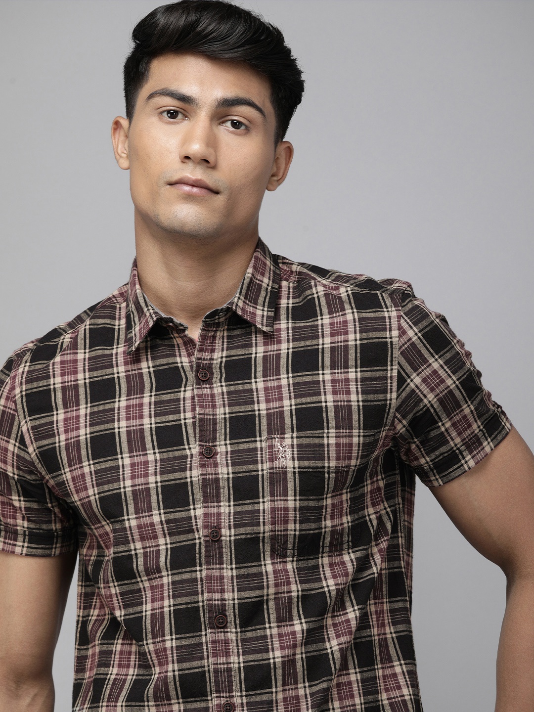 

U.S. Polo Assn. Denim Co. Wine Tartan Checks Full Sleeves Casual Shirt, Purple