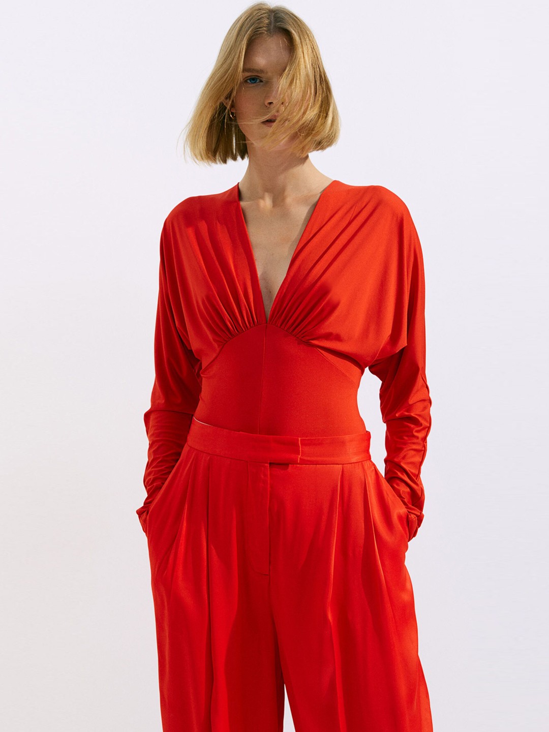 

H&M Women Red Draped Body - 1038166002