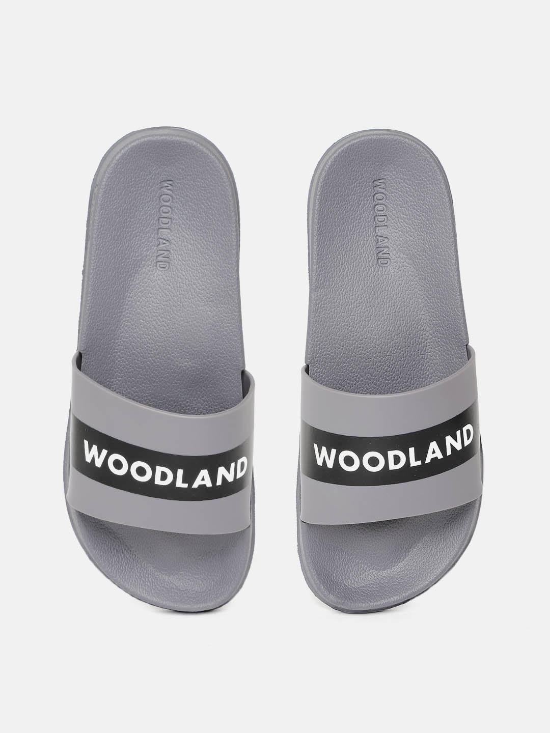 

Woodland Men Grey & Black Brand Logo Print Sliders