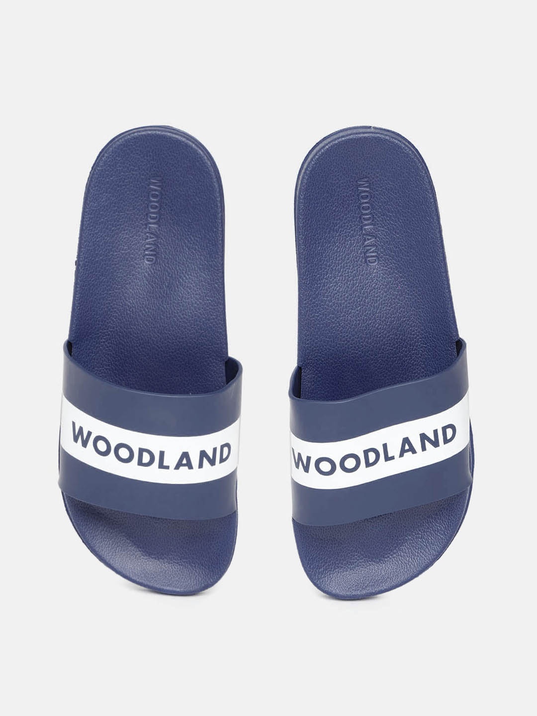 

Woodland Men Navy Blue & White Brand Logo Print Sliders