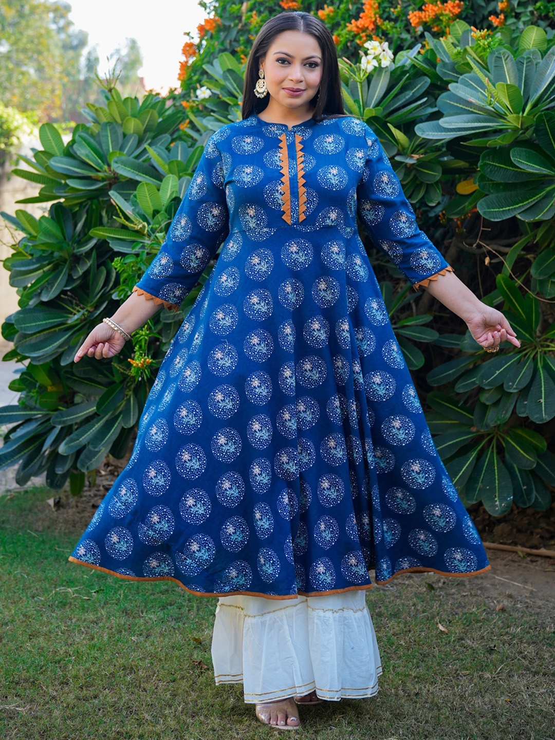 

YASH GALLERY Floral Printed Anarkali Kurta, Blue