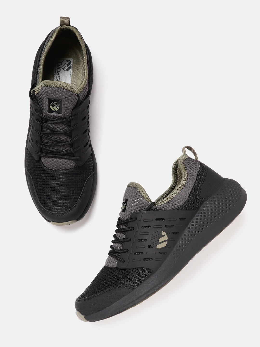 

Woodland Men Black & Grey Woven Design Sneakers