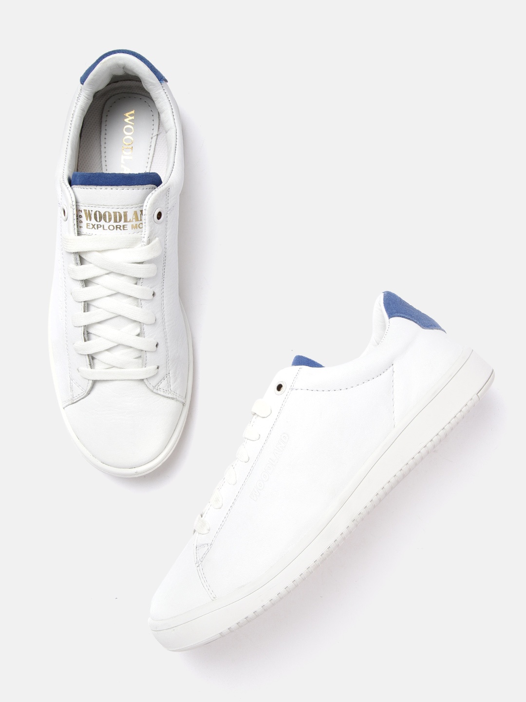 

Woodland Men White Solid Leather Sneakers