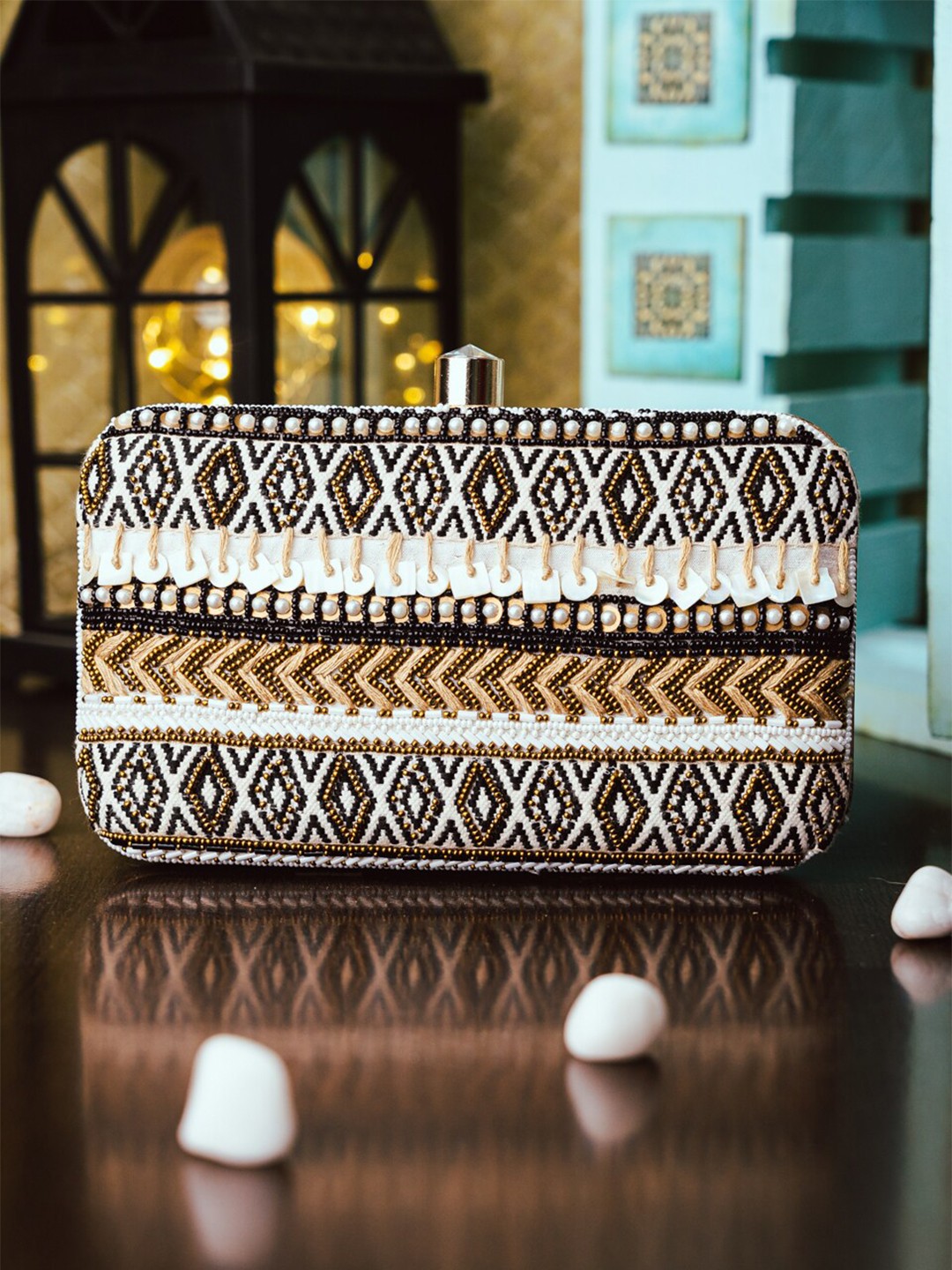 

NR By Nidhi Rathi Multicoloured Embellished Box Clutch, Multi