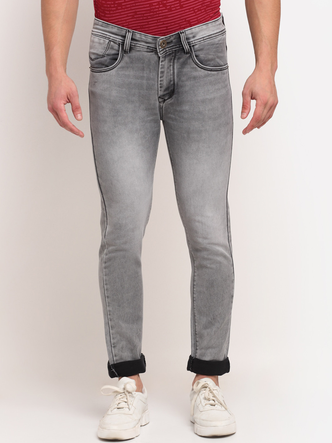 

Rodamo Men Grey Slim Fit Heavy Fade Stretchable Jeans