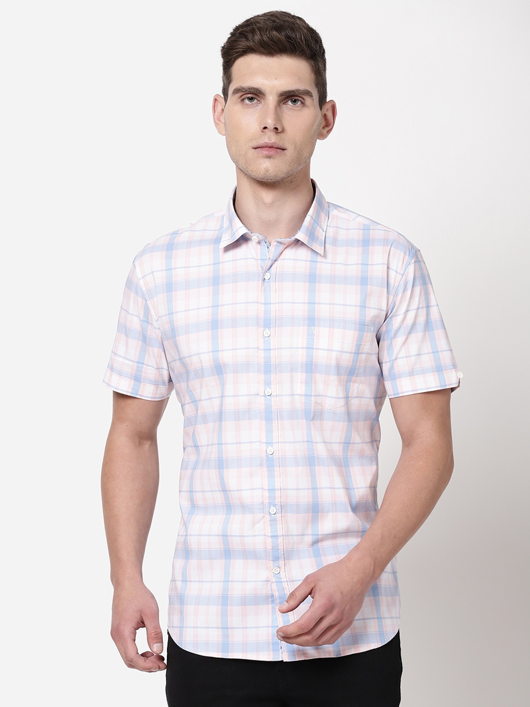 

AD By Arvind Men Pink Checked Casual Shirt