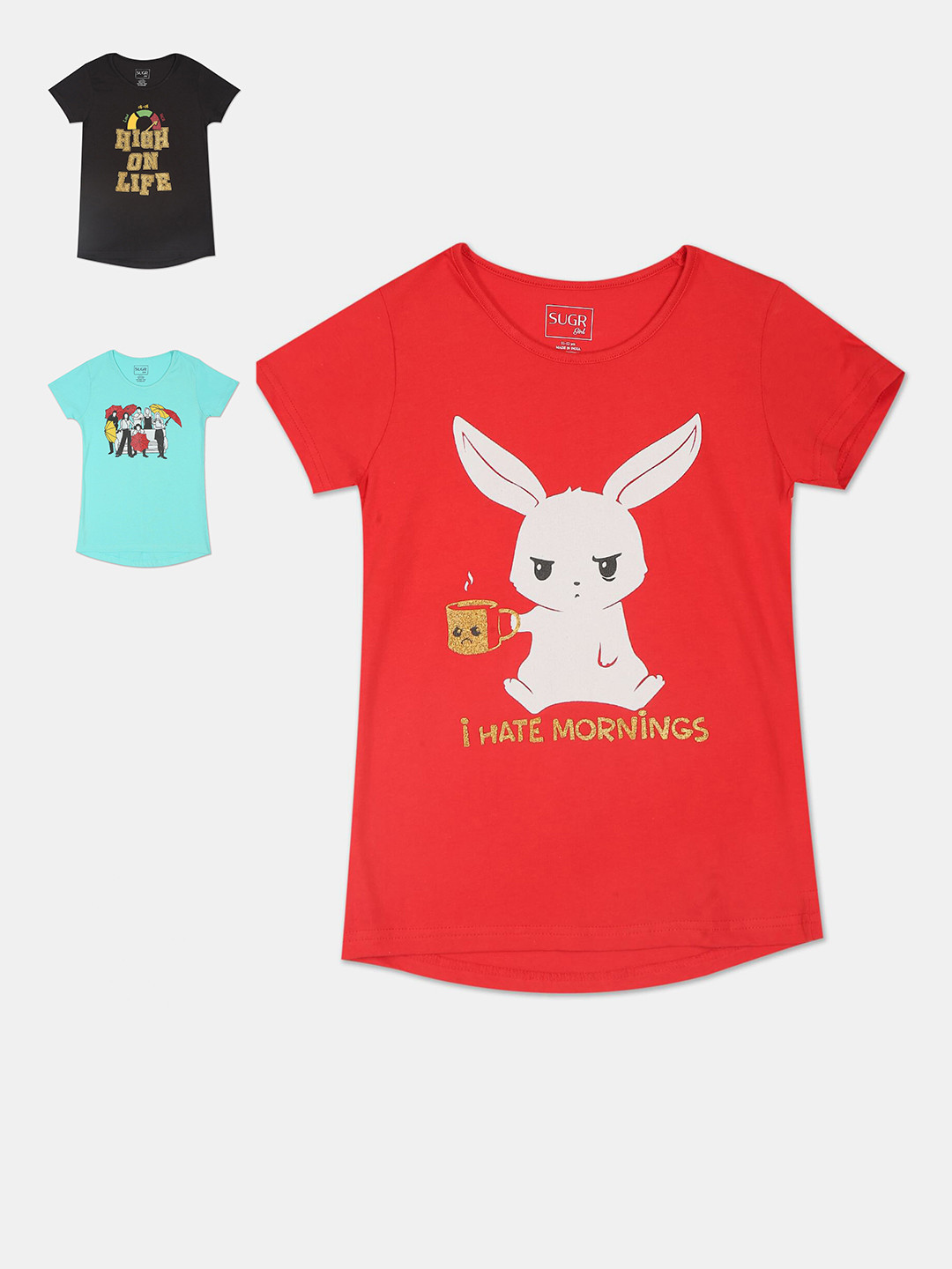 

SUGR Girl Assorted 3 Printed Applique T-shirt