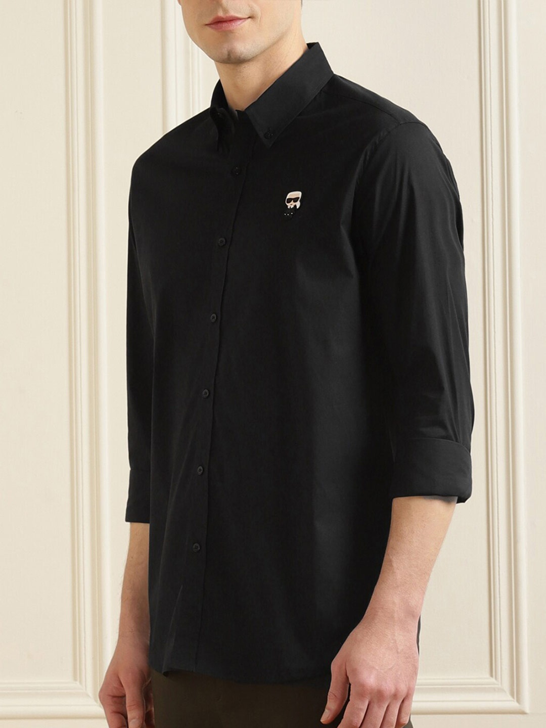 

LAGERFELD Men Black Solid Regular Fit Casual Shirt