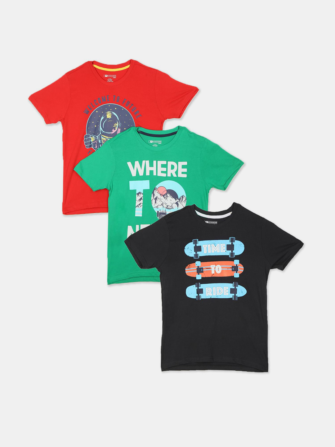 

Ruggers Junior Boys Assorted Typography 3 Printed T-shirt