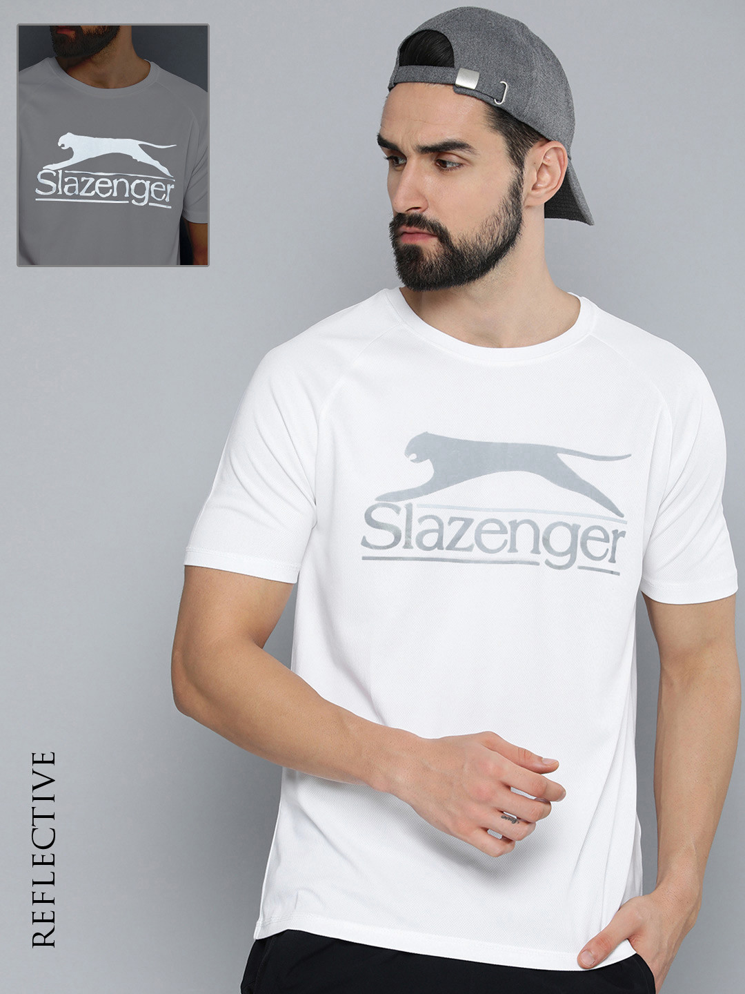 

Slazenger Men White Brand Logo & Typography Printed Regular T-shirt