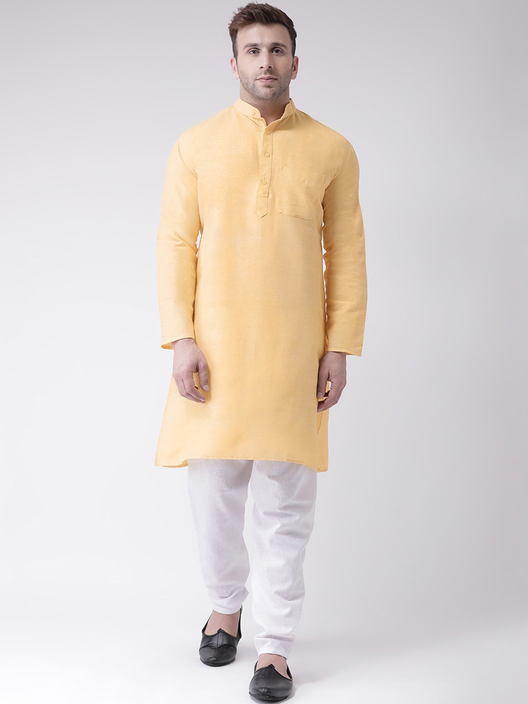 

KHADIO Men Beige & White Pure Cotton Kurta with Pyjamas