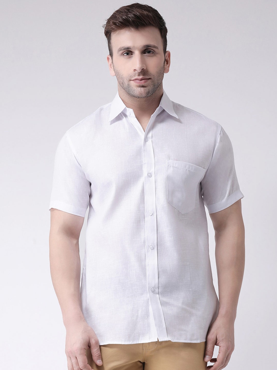 

KHADIO Men White Casual Shirt