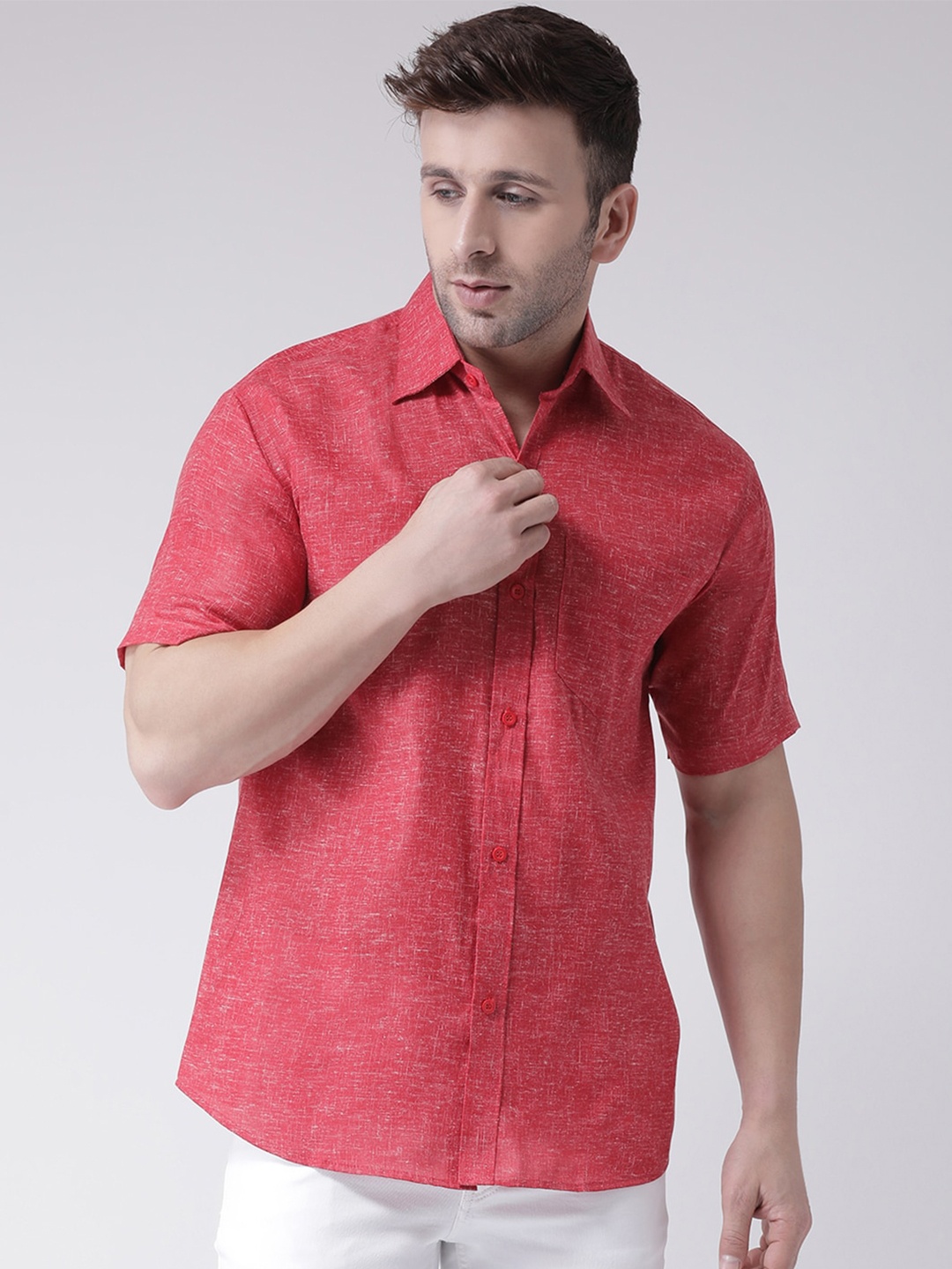 

KHADIO Men Red Printed Casual Shirt